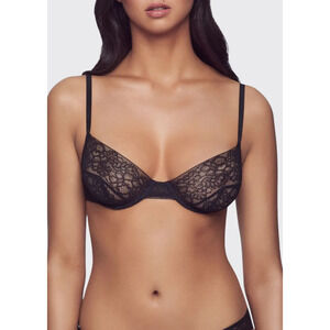 KIKI DE MONTPARNASSE Womens Stretch-Lace Demi Black Bra Size 34D 11383